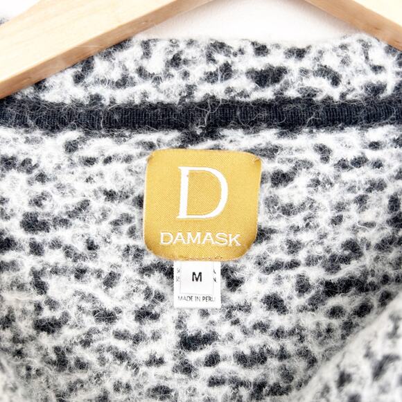 Damask Baby Alpaca Pima Cotton Gray Cardigan Sz M - Picture 2 of 5